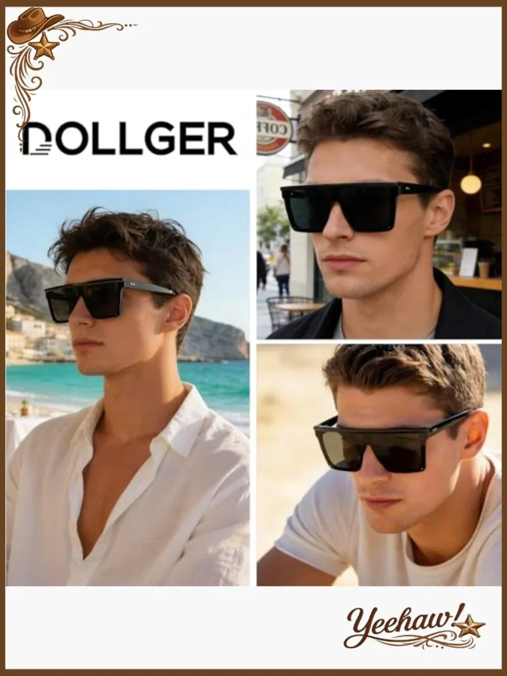 Oversized Square Sunglasses UV400 Protection Flat Top Retro Style Unisex - Picture 4 of 7